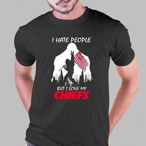 Bigfoot I Hate People But I Love My Kansas City Chiefs Funny Football Shirt 84